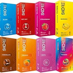 Skore Premium Multi Variety Condoms Combo - 10 Count (Pack of 8)-56