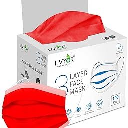 LIVYOR Non-Woven Fabric Disposable 3 Layer Surgical Face Mask With Nose Clip and Soft Ear Loops for Unisex-image-39