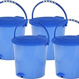 Kuber Industries 4 Pieces Ultra Plastic Garbage Waste Dustbin for Home, Office with Handle, 5 Liters (Blue)-KUBMART3037-30