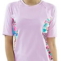 Women UPF 50+ Swimsuit Short Sleeve Top T Shirt Rash Guard Workout (WRGTS)-image-68