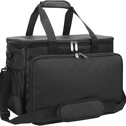 AHM Sewing Machine Carrying Bag with Removable Padding Pad, Stitching Silai Machine Universal Carry case with Shoulder Strap Compatible with Most Standard Usha Janome, Singer, Brother Machines -Black-image-5