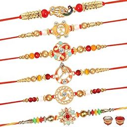 Designer Rakhi Set Of 6 With Roli Chawal and Card For Rakshabandhan | Rakhee For Brother | Rakhi For Kids | Bhaiya Rakhis-image-32