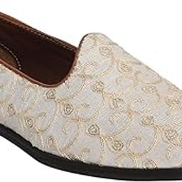 Men's Beige Embroidered Ethnic Jutti – Traditional Indian Footwear for Weddings & Festivals-picture-3