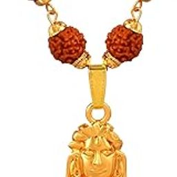 � Gold Plated Brass Adiyogi Dhyana Mudra Shiva/Mahadev/Mahakal/??????? Rudraksh Pendant Mala Locket Necklace Temple Jewellery For Men and Women-image-57