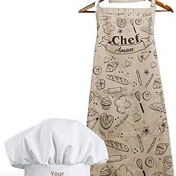 TheYaYaCafe® Personalised Name Kitchen Chef Apron for Men & Women – Customizable, Stylish & Durable Cooking Apron, Good For Home Chefs-11