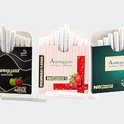 Aarogyam Herbals Tobacco and Nicotine Free Flavored Smoke for Relieve Stress and Mood Enhance Product - Double Apple, Strawberry, Paan Masala Flavour - Pack of 3 (30 Sticks)-image-47