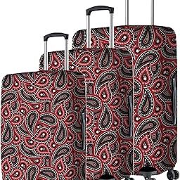 Polyester Protective Luggage Cover Set of 3 (Small-Medium-Large) - Maroon Paisley Design-image-63