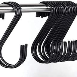 VYNTRIX Heavy Duty Metal S-Shaped Hanging Hangers Hooks for Kitchen, Bathroom,Bedroom, Office, Pan, Pot, Coat, Bag, Plants (Black, 3.25 inch/4mm) - (Pack of 6)-image-57
