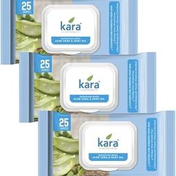 Kara Face Wipe - Cleansing & Hydrating, Refreshing, Mint Oil & Aloe Vera, 25 Wipes Pack of 3-54