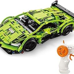 HITRUZ RC Remote Control Building Block Car Kit 2.4GHz Rechargeable Sports Car Toy with Openable Doors & High-Speed Racing DIY Model Kit for Kids & Adults (Lamborghini Building Block Rc Car Green)-60