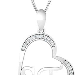 14KT White Gold ST Initials Heart Pendant for Women-image-17