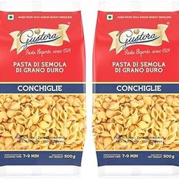 Gustora Conchiglie Shell Pasta Combo Pack Of 2 I Durum Wheat Semolina I Rich In Protein & Fibre I Zero Cholesterol I Cooking Time 10 Min I Vegetarian Pasta - (500 Gm X 2)-image-26