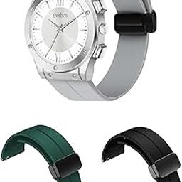 Minimalist Watch with Interchangeable Silicone Straps, Grey, Black and Green Eve S 97-image-98