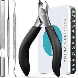 Nail Clippers Set-Toenail Clippers for Thick Nails - Heavy Duty Professional Thick & Ingrown Toe Nail Clipper, Large Toenail Scissors for Elderly/Mens/Women,Long Handle Safety RONAVO(Black)-34