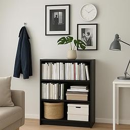 Amazon Brand - Solimo Engineered Wood 3-Tier Book Rack for Study Room | Open Book Shelf for Office, Library, Bedroom, Living Room (80 x 28 x 106 cm), Black, Adjustable Shelves (DIY)-image-108