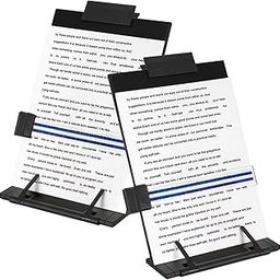 OSPNIEEK Desktop Document Holder Stand with 7 Adjustable Position, 2 PCS Black Metal File Organizer Copyholder for Typing Speech Reading A4 Letter Music Book Tablet Office, with Paper Clip Line Guide-image-23