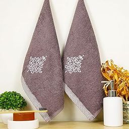 Rangoli 100% Bamboo Hand Towels, 500 GSM, Organic Royale Towel, Set of 2 |Size 40x 60cm Hand Size Ultra Soft, Super Absorbent & Eco-Friendly Towels for Hand | Ash Brown Color-image-2