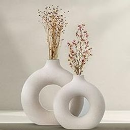 Purezento Beautiful Ceramic Decorative Vases with Unique Quality for Home Decor Center Table, Flowers Pot, Bedroom Side Corners, Living Room Decoration,and Party Centerpieces 12 * 8 - (Pack of 2)-image-58