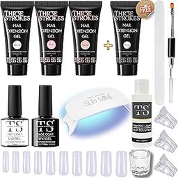 Poly Nail Gel Extension Kit for Builder Gel UV Nail Art Kit Nail Extension Set 15 ML EACH (Pink, Clear, White, Nude ) (GEMZ KIT)-43