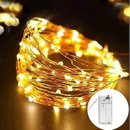 Desidiya 3AA Battery Powered Copper String Decorative LED Fairy Lights Warm White, 5 Meters, 50 LED's (Pack of 1)-0