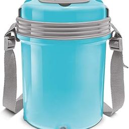 MILTON Electron Portable Stainless Steel Electric Lunch Box for Office Use, Travel I Auto Shut Off, 4 Tier Tiffin I 400ml X 4, Blue-image-3