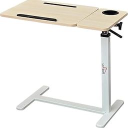 Lukzer MST-003 White Frame Oak Light Top Manual Height with Tiltable Multi-Functional Adjustable Study Table with Cup Holder Sit Stand Desk | Work from Home Laptop Table for Office, Study, Writing.-image-65