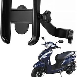 WHIPONE Metal CNC Mobile Holder for Scooter, Scooty & Motorcycle Compatible for Ampere Magnus, Mirror Mount, 360° Rotation, Strong Anti-Slip Grip, Wide Adjustable Fit for All Smartphones (Black)-image-20