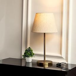 HANCRAFTY Table Lamp LED, Incandescent Modern Sleek Brass Antique Finish19Inches Height with 10 Inches Off White Tapered Lampshade for Bedside (Pack of 1)-image-25