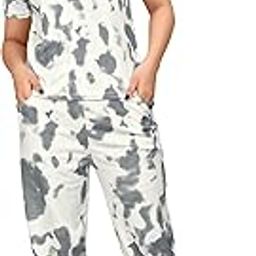 dadx Women's Stylish Tie-Dye Print Tracksuit Set | Short Sleeve T-Shirt & Jogger Pants with Side Pockets | Comfortable Casual Wear for Lounging, Yoga, Gym, and Daily Outings.-picture-3