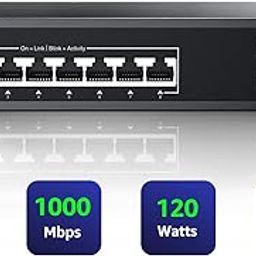 Aumox 8 Port Gigabit POE Switch, 8 Port POE 120W, Gigabit Ethernet Unmanaged Network Switch, Plug and Play, Sturdy Metal Housing, Traffic Optimization (SG308P)-1