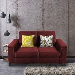 Casaliving Nancy 2 Seater Sofa Set for Living Room | Color - Maroon-picture-7