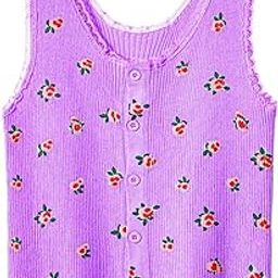 Women's Stretchable Casual Knit Sleeveless Floral Print Button-UP Cami Vest Tank Crop Top DN699-image-70