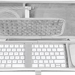Ubervia Keyboard Carrying Case, Hard Shell Protective Travel Bag, Compatible with Apple Magic Keyboard (MXCL3LL/A) / MK2A3LL/A / MXCK3LL/A / MK293LL/A, Mouse Combo Case (Light Gray)-image-41