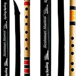 NEXTOMART Musical Combo Flutes C Scale 6 Hole (14 Inch) & D Natural 7 Hole (18 Inch) Bamboo Flute Bansuri with Flute Carry Bag Free-image-86