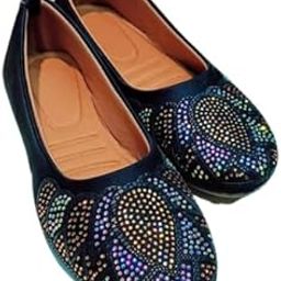 New Cobbler Shoe Factory Women's Ballet Flats with Sparkly Multicolored Pattern, Navy Blue, Casual Comfort Slip-On Shoes-image-52