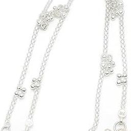 Silver Anklet For Girls & Women Sterling Silver Chain Anklet with Bell Charms, Double Layer Design-image-70