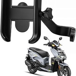 WHIPONE Metal CNC Mobile Holder for Scooter, Scooty & Motorcycle Compatible for Hero Xoom, Mirror Mount, 360° Rotation, Strong Anti-Slip Grip, Wide Adjustable Fit for All Smartphones (Black)-image-29