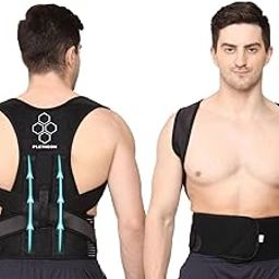 PLETHEON Neoprene Premium Back Brace Posture Corrector Shoulder Belt For Lower & Upper Back Pain Relief With Back Support Plates Man & Woman Medium Free Size (Tummy Size In Inches 28-44) (Black)-17