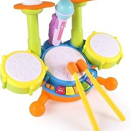 TOYIQ Kids Drum Set, Drum Set for Kids Electric Toys Toddler Musical Instruments Playset Flash Light Toy with Adjustable Microphone, Toys for Boys and Girls-25