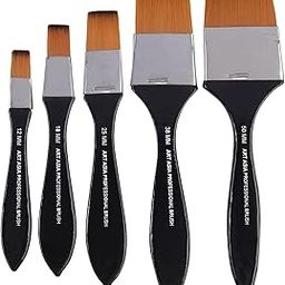 Art Asia Synthetic Flat Wash Brushes Set of 5 for Acrylic, Watercolor and Gouache Painting Black-image-57