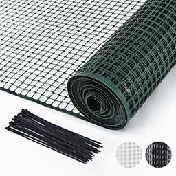 PotatoLife Plastic Hardware Mesh Netting, Temporary Fence, Tree Guards, Staircase Banister, Animal Barrier, Garden Netting, Poultry, with 50 Zip Ties (Green, 24'' x 25')-21