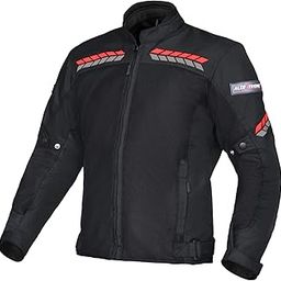 Allextreme SPEEDO Bike Riding Jacket Mesh Fabric with Motorcycle Ride Back Elbows Shoulders Protection and All Season Night Visibility Sticker for Men (Red, XL)-image-29