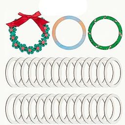 Cliths 30 Pcs Wooden Ring Cutouts Round Shape Pine MDF Base for DIY Crafts Mandala Art Wreath Making Wall Hanging Macrame Hoops Kids School Projects Painting Home Decor-picture-13