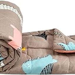 Filymore Danasour Comforter for Kids Boys - Cute Cartoon Print Single Bed Blanket, Microfiber Dohar for Boys & Girls | Soft Kids Winter & Summer Quilt|60x90 Inches (Brown)-image-42