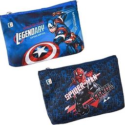 Pack of 2 Pencil Pouch | Square Stationary Pouch | Pen-Pencil Box for Kids | School Geometry Pouch | Pencil Utility Bag | Marvel Pencil Organizer | Royal Blue & Navy Blue-image-63