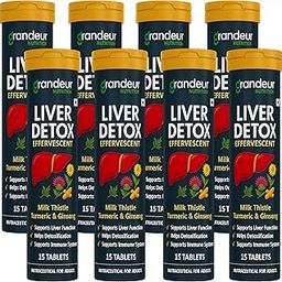 Grandeur Nutrition Liver Detox Effervescent Tablets with Milk Thistle, Ginseng & Turmeric — Lemon Flavor — Supports Liver Health & Detox, Boosts Immunity — 120 Sugar-Free Tablets-image-64