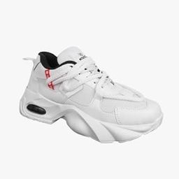 Athletic Chunky Platform Sneakers, White Mesh Training Shoes with Air Cushion-image-86
