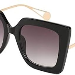 Sunglasses Womens Trendy, Oversized Square Shades, Pearl Inlay Cat Eye Frame UV400 Protection E1051-image-75