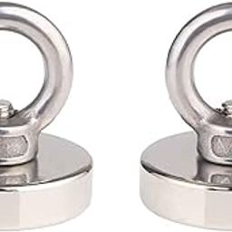 JAKAGO 75 LBS(34 KG) Pulling Forces Strong Permanent Rare Earth Magnets,Powerful Round Neodymium Magnetic Hooks with Eyebolt for Kitchen Bedroom Magnetic Fishing and Hang Items(2 Pieces)-image-55