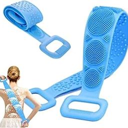 Suzec Silicone Body Back Scrubber, Double Side Bathing Brush for Skin Deep Cleaning Massage, Dead Skin Removal Exfoliating Belt for Shower, Easy to Clean,Body Brush for Bathing-15